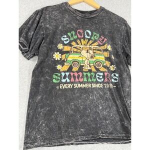 Peanuts S T-Shirt Vintage Acid Wash Cotton Snoopy Summer Graphic Tee